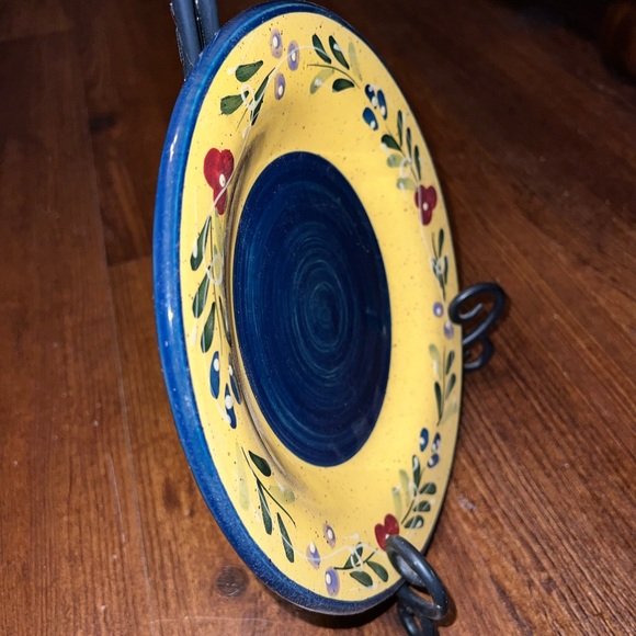 ⭐️Discontinued Style-Eyes By Baum Bros. Blue Yellow Floral  Dinner Bowl Plate - Picture 4 of 10